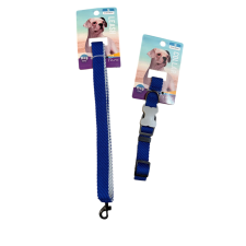  Nyakörv + póráz szett – kék, M méret nyakörv, póráz, hám kutyáknak