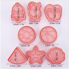  Nyári mintás, műanyag sütipecsét készlet, 8 részes sütés és főzés