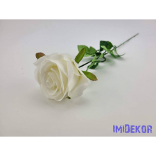  Nyíló rózsa szálas selyemvirág 60 cm - Törtfehér dekorációs kellék