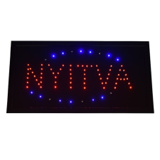 Nyitva Led tábla / villogó kék kerettel információs címke
