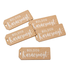  Nyomtatott dekorkarton Boldog karácsonyt biléta 5,5cm 5db-os dekorációs kellék