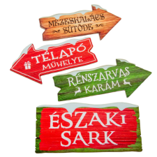 Nyomtatott dekorkarton Északi Sark útjelző szett 12-13cm 4db-os dekorációs kellék
