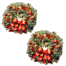  Nyomtatott dekorkarton Karácsonyi koszorú 7cm 2db-os dekorációs kellék