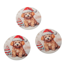  Nyomtatott dekorkarton karácsonyi kutyus 5cm 3db-os dekorációs kellék