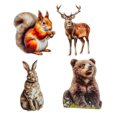  Nyomtatott dekorkarton - Őszi állatok válogatás 10cm 4db-os dekorációs kellék