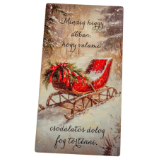  Nyomtatott fa tábla Karácsonyi szánkós akasztós tábla 13x24,3cm dekorációs kellék