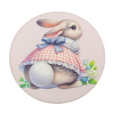  Nyomtatott fa tábla Kerti nyuszi popi koszorúközép 11,8cm dekorációs kellék