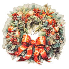  Nyomtatott fa tábla - Koszorú koszorúközép 11,5cm dekorációs kellék