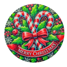  Nyomtatott fa tábla koszorú közép Cukorpálcás 14,8cm dekorációs kellék