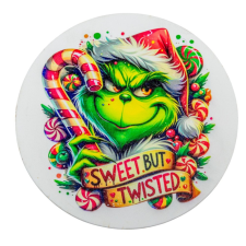  Nyomtatott fa tábla koszorú közép Cukros grinch 14,8cm dekorációs kellék