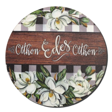  Nyomtatott fa tábla koszorú közép - Édes otthon magnólia 14,8 dekorációs kellék