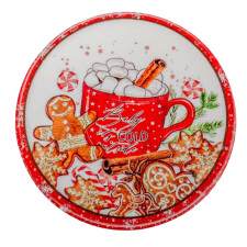  Nyomtatott fa tábla koszorú közép Fahéjas forró csoki 11,8cm dekorációs kellék