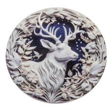  Nyomtatott fa tábla koszorú közép fehér szarvasos 11,8cm dekorációs kellék