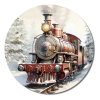  Nyomtatott fa tábla koszorú közép - Karácsonyi vonat 14,8cm