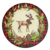  Nyomtatott fa tábla koszorú közép - Szarvasos piros kockás 14,8cm