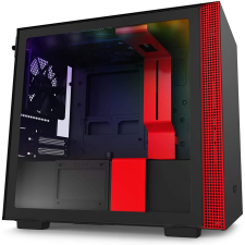 NZXT H210i táp nélküli ablakos Mini-ITX ház matt fekete-piros (CA-H210i-BR) (CA-H210i-BR) számítógép ház