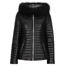 OAKWOOD Steppelt kabátok MANDY (raccoon fur) Fekete EU M