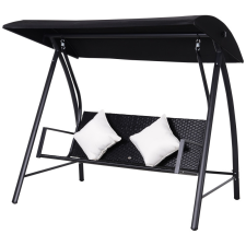 Oasom Hintaágy 3 személyes polirattan kerti ülőgarnitúra 198x124x179 cm fekete kerti bútor