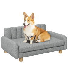 Oasom Kutyafekhely kisállat kanapé luxus kutyaágy 94x61x40 cm fekvőhely mosható huzattal, csúszásmentes lábakkal, szürke szállítóbox, fekhely kutyáknak