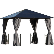 Oasom Luxus alumínium pavilon kerti sátor 3x3 méter üreges polikarbonát tetővel oldalfallal fekete színben kerti tárolás