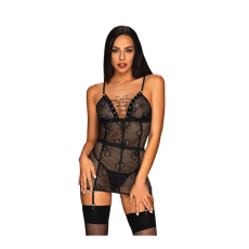 Obsessive Bassita pántos hálóing és tanga, fekete S/M