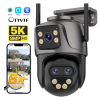 OEM 9MP, PTZ, WIFI IP biztonsági kamera, 8×Zoom, háromlencsés, kétirányú kommunikáció, színes éjjellátó, AI intelligens, automatikus mozgáskövetés, Fekete