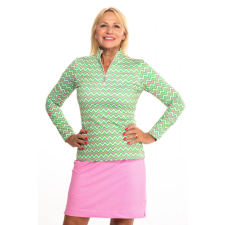 OEM ACE HOSSZÚ UJJÚ CÍPZÁROS NŐI GOLF PÓLÓ menta. pink chevron mintával 34 női póló