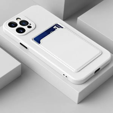 OEM Apple Iphone 12 Pro kameravédős szilikon tok kártyatartóval fehér tok és táska