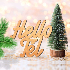 OEM Bronz "Hello Tél" felirat színes 10x10cm dekorációs kellék