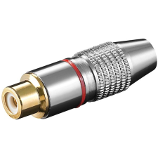 OEM cinch(F) csatlakozó, piros csík, aranyozott kábel és adapter