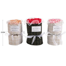 OEM Elegáns szövetkosaras műrózsadísz - piros / 3 db / 25 x 10 x 10 cm party kellék