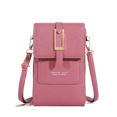 OEM Érintőképernyős mobiltelefon táska, Női válltáska, crossbody, Pénztárca funkció, Ökológiai bőr,11x19x4cm, mályvaszínű