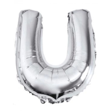 OEM Ezüst 'U' Fólia Lufi - 40 cm, Héliummal és Levegővel Tölthető party kellék
