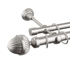 OEM Fenyőfa 25/19 dupla rúd galéria, fém, ezüst - 400 cm karnis, függönyrúd