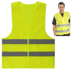 OEM Fényvisszaverő közúti figyelmeztető mellény tépőzárral, sárga XL