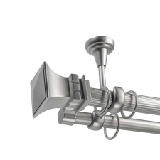 OEM Galéria dupla rúd mennyezeti rögzítéssel Parga 25/19 - fém, ezüst - 400 cm karnis, függönyrúd