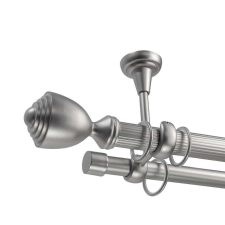 OEM Galéria dupla rúd mennyezeti rögzítéssel Pluton 25/19 - fém, ezüst - 320 cm karnis, függönyrúd