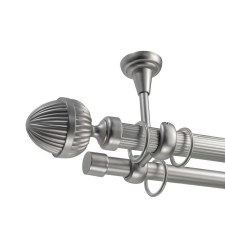 OEM Galéria dupla rúd mennyezetrögzítővel Pinecone 25/19 - fém, ezüst - 400 cm karnis, függönyrúd