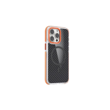 OEM Gigapack MagSafe karbon mintás szilikon tok iPhone 17 Pro fekete-narancssárga tok és táska