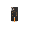 OEM Gigapack MagSafe szilikon tok ujjpánttal iPhone 16 Pro fekete-narancssárga