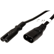 OEM , Hosszabbító hálózati kábel, 2-tűs, C7/C8, 2m, fekete kábel és adapter