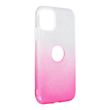 OEM iPhone 11 (6,1&quot;) szilikon tok, csillámos, hátlap tok, pink-ezüst tok és táska