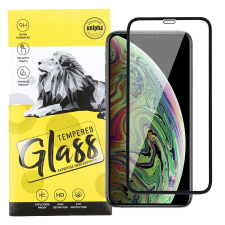 OEM iPhone 11 / XR üvegfólia, tempered glass, előlapi, 9D, edzett, hajlított, fekete kerettel mobiltelefon kellék