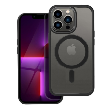OEM iPhone 13 Pro hátlaptok, telefon tok, MagSafe kompatibilis, átlátszó, fekete kerettel, Color Edge Mag Cover tok és táska