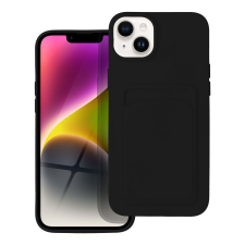 OEM iPhone 14 szilikon tok, hátlap tok, telefon tok, bankkártya tartóval, fekete, Card tok és táska