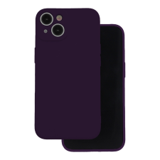 OEM iPhone 14 szilikon tok, hátlaptok, telefon tok, velúr belsővel, matt, sötétlila, Silicon tok és táska