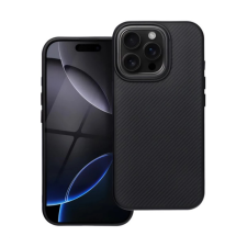 OEM iPhone 15 Pro Max GIGAPACK Szilikon telefonvédő ütésállóság, karbon minta, FEKETE tok és táska