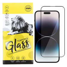 OEM iPhone 15 Pro üvegfólia, tempered glass, előlapi, 9D, edzett, hajlított, fekete kerettel mobiltelefon kellék