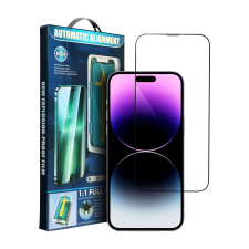 OEM iPhone 15 üvegfólia, tempered glass, előlapi, 5D, edzett, hajlított, felhelyezést segítő kerettel mobiltelefon kellék