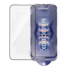 OEM iPhone 15 üvegfólia, tempered glass, előlapi, edzett, hajlított, felhelyezést segítő kerettel, Veason 6D Pro Easy-install mobiltelefon kellék